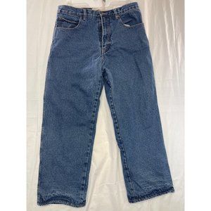 Old mill men’s fleece lined blue jeans size 38 x 30 snow pants pre-owned